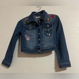Paisley Sky Kids Denim Jacket with Colorful Patches